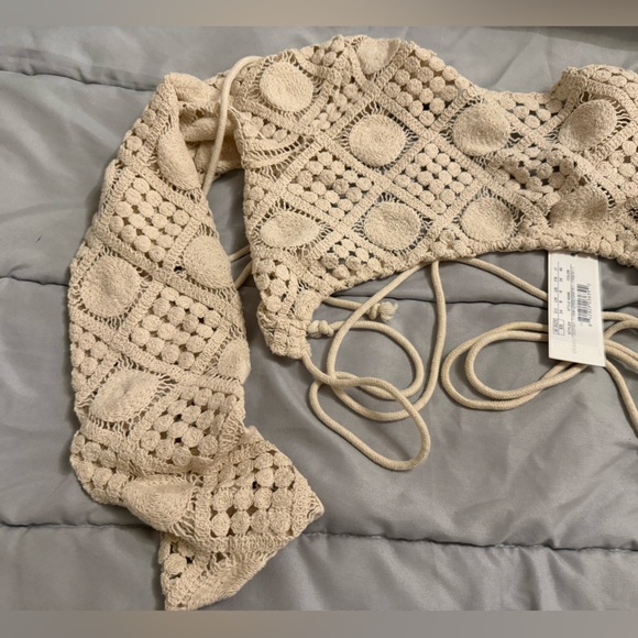 Andrea Iyamah Hira Cream Crochet Top - Picture 2 of 6
